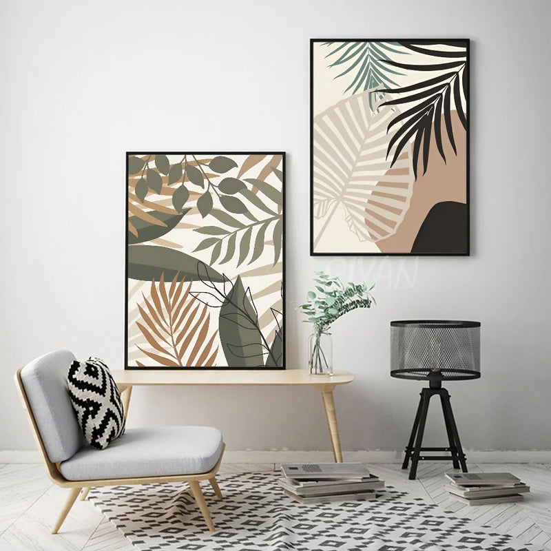 affiche artistique feuilles de palmier pour décoration intérieure