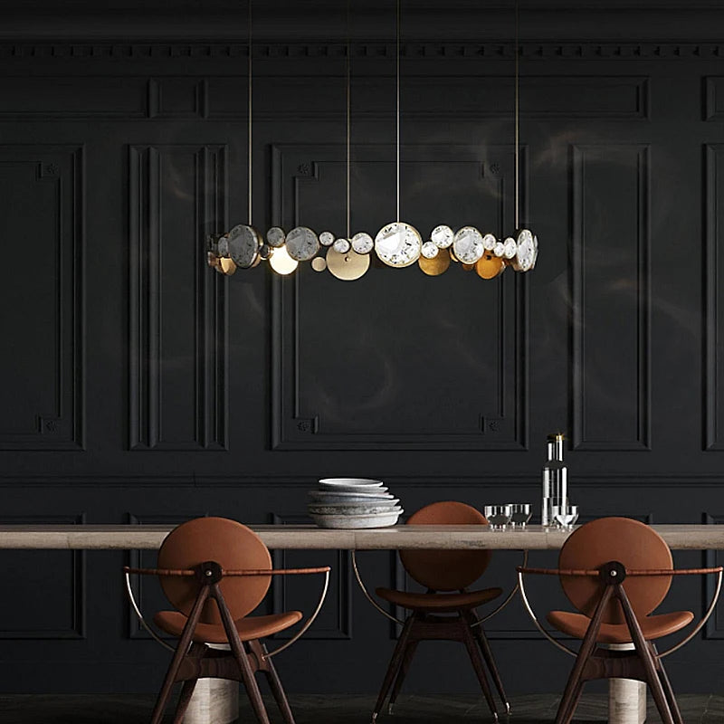 lustre led en cristal doré design nordique de luxe