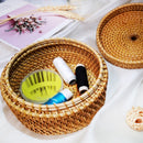 panier de pique-nique tissé à la main avec couvercle