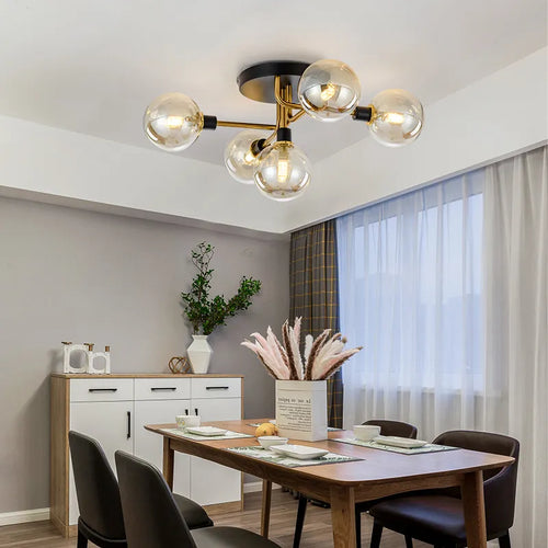 lustre led verre moderne salon maison décor plafonnier