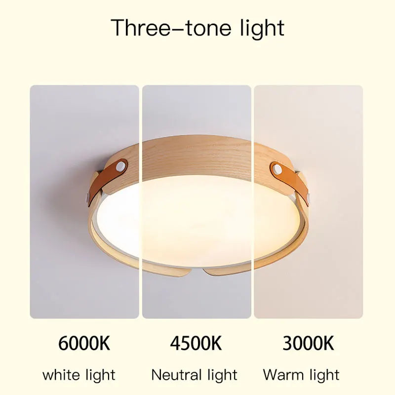 plafonnier moderne en bois avec télécommande pour décoration intérieure - vue 5 sur 12