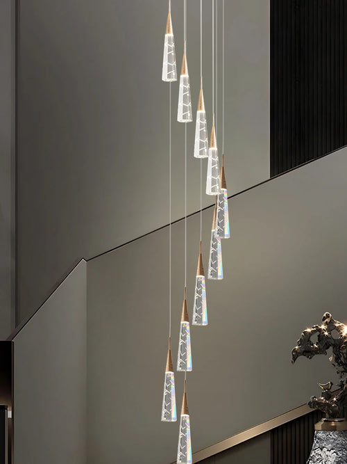 lustre moderne suspendu à branches avec longue ligne à led
