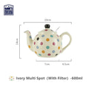 Théière céramique style british motif pois pour thé