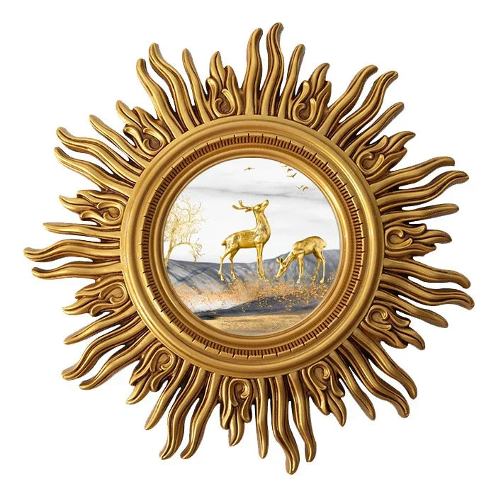 miroir décoratif mural sun apolo art designs or argent