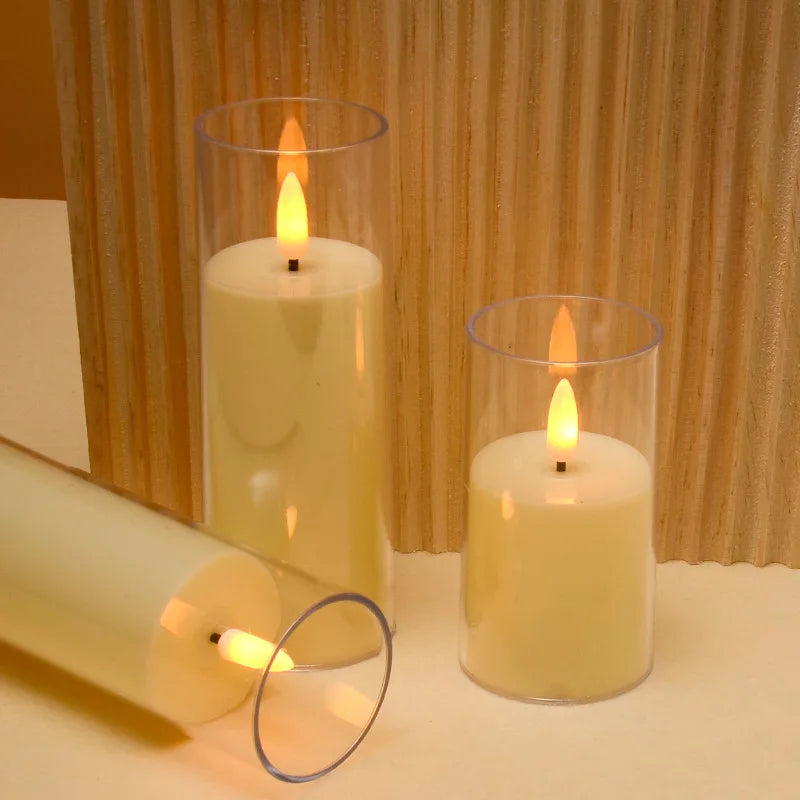 lot de 3 bougies led sans flamme pour mariage et décoration festive - vue 6 sur 9