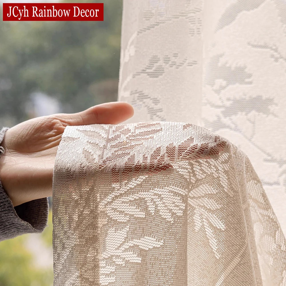 Voilage tulle brodé floral moderne pour salon chambre - vue 5 sur 8