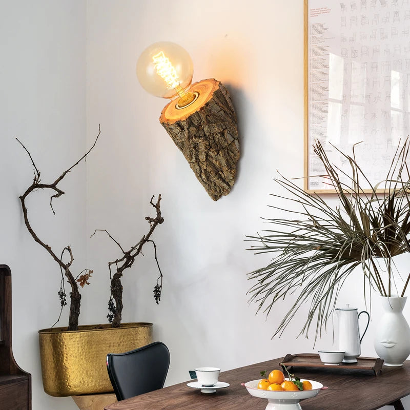 applique murale led en bois massif design nordique pour hôtel ou restaurant - vue 2 sur 8