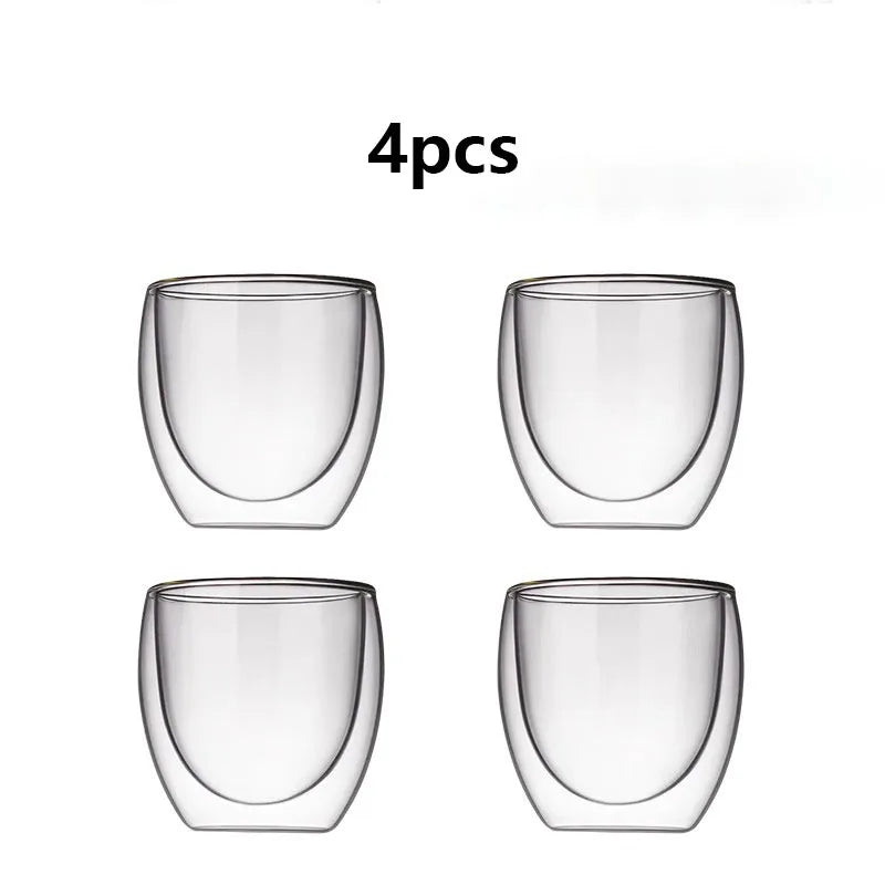 Tasses expresso double paroi verre 80ml ensemble isotherme