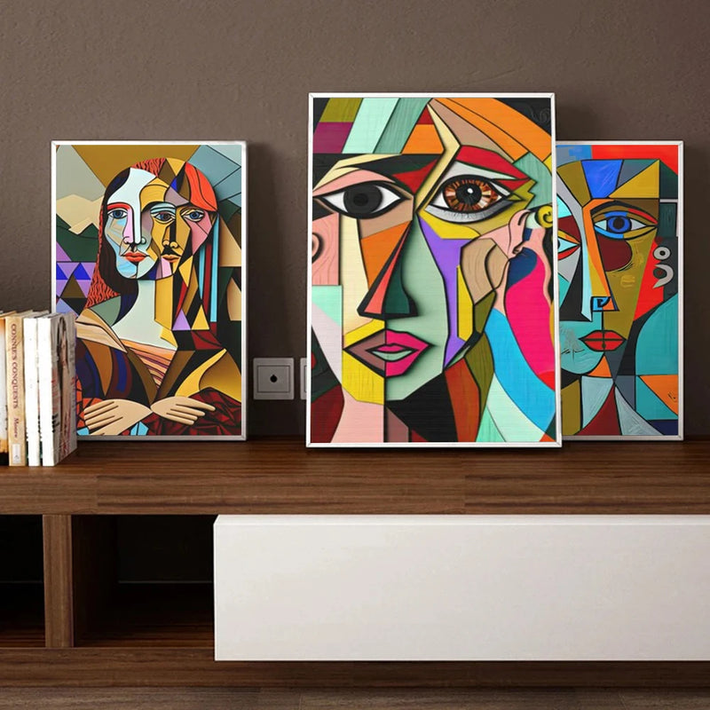 peinture abstraite cubiste de style picasso pour décoration murale