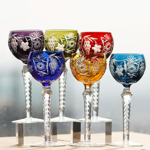 Verres à vin cristal style antique gravure artisanale
