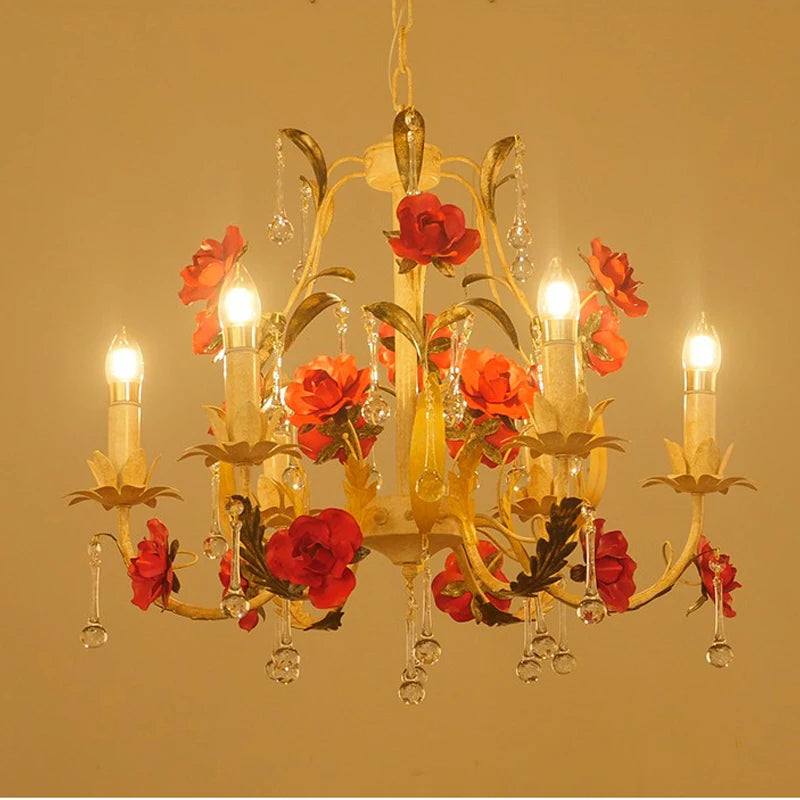 Lustre à fleur avec ampoules bougies - vue 7 sur 8