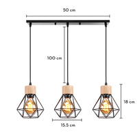 suspension vintage en bois luminaire led suspendu