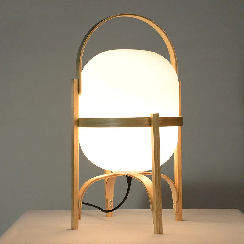 lampe sur pied bois moderne art éclairage table salon étude chambre portable - vue 3 sur 8