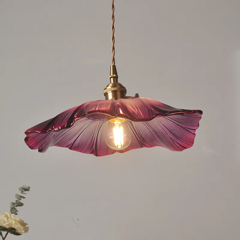 Suspension Vintage en verre de fleur