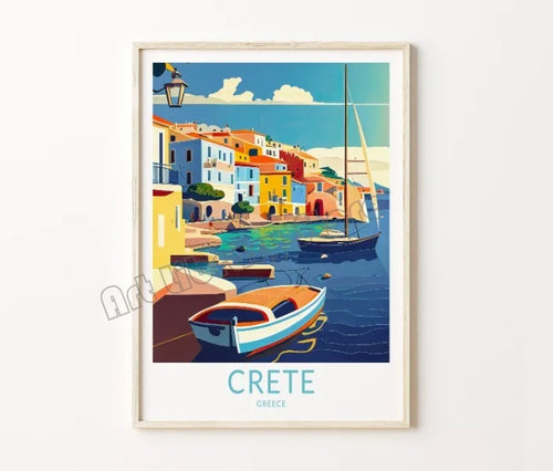 affiche rétro sur toile île de santorin art mural décoratif