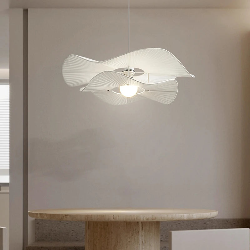 Suspension à chapeau nordique E27 lampes suspendues en tissu blanc pour salon salle à manger chambre lustre LED Luminaire d'intérieur - vue 5 sur 7