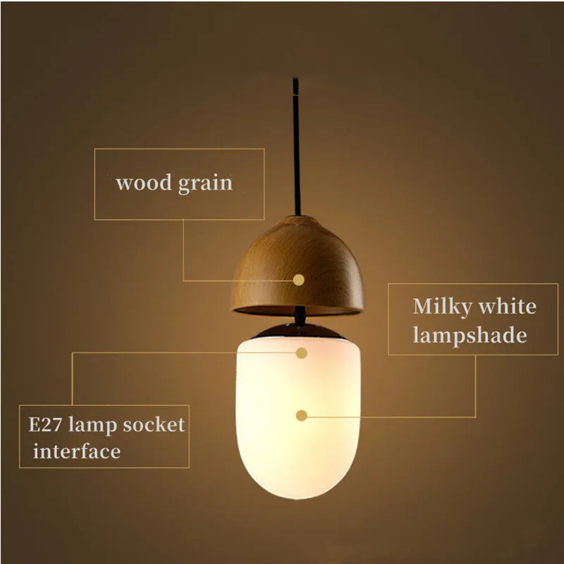 Suspension de lustre en grain de bois de style moderne nordique pour salon salle de réunion chambre luminaires intérieurs lampes suspendues - vue 6 sur 15
