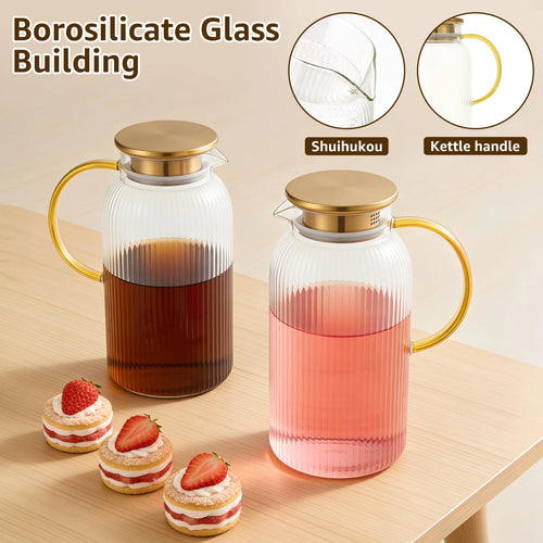 Carafe en verre avec couvercle pour boissons fraîches