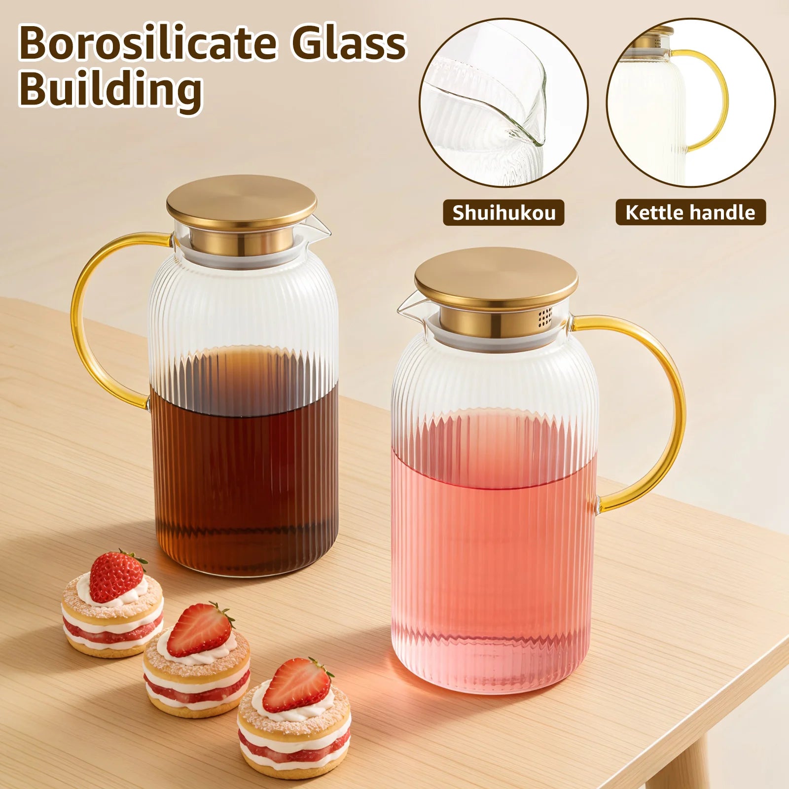 Carafe en verre avec couvercle pour boissons fraîches - vue 4 sur 7