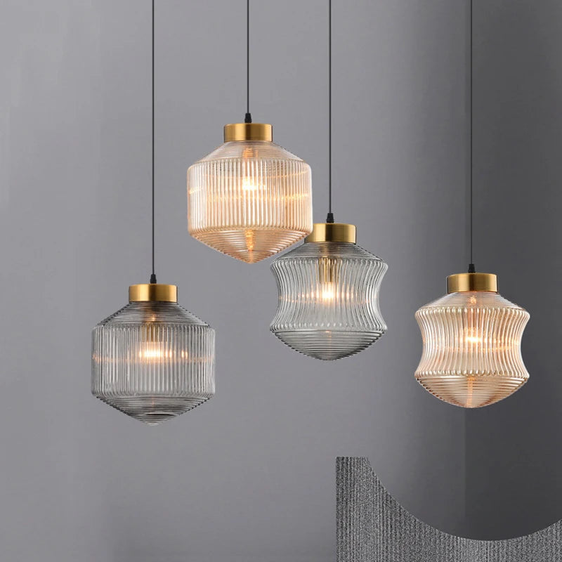 suspension en verre teinté pour décoration intérieure moderne - vue 2 sur 8