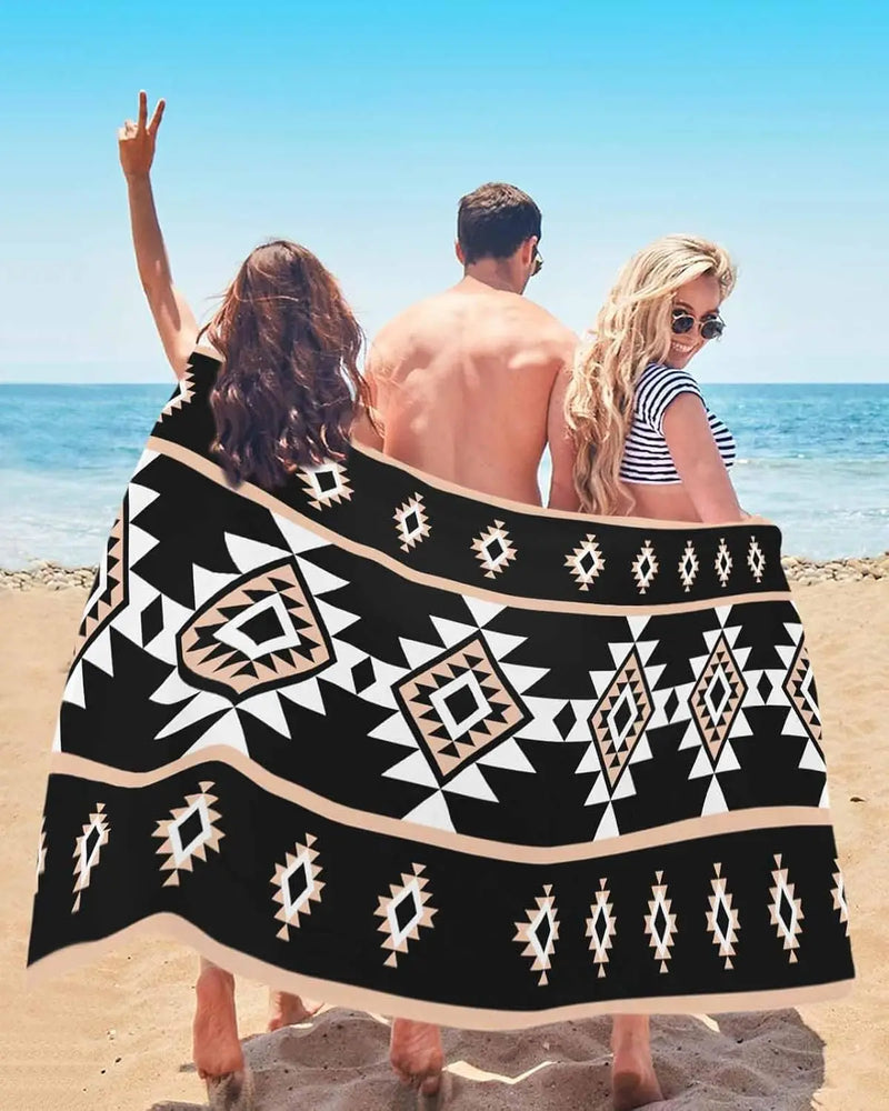 Serviette de plage motifs aztèques douce absorbante légère