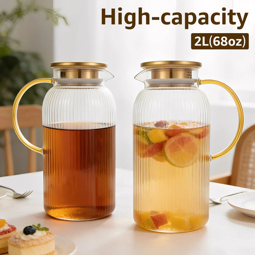 Carafe en verre avec couvercle pour boissons fraîches