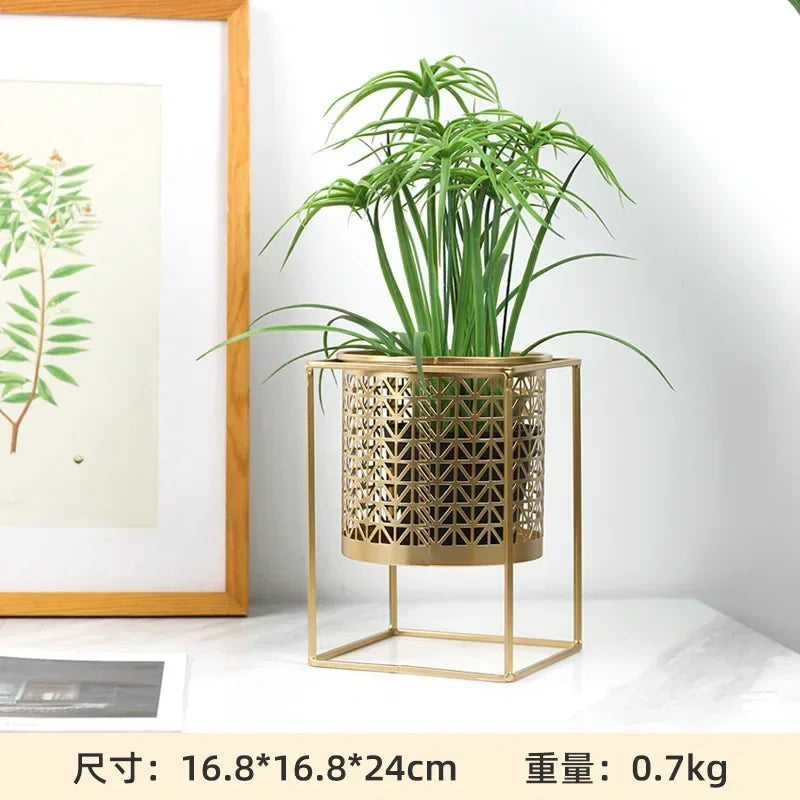 pot de fleurs doré léger et nordique créatif et tendance - vue 7 sur 9