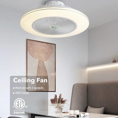 ventilateur de plafond led moderne avec télécommande et lustre