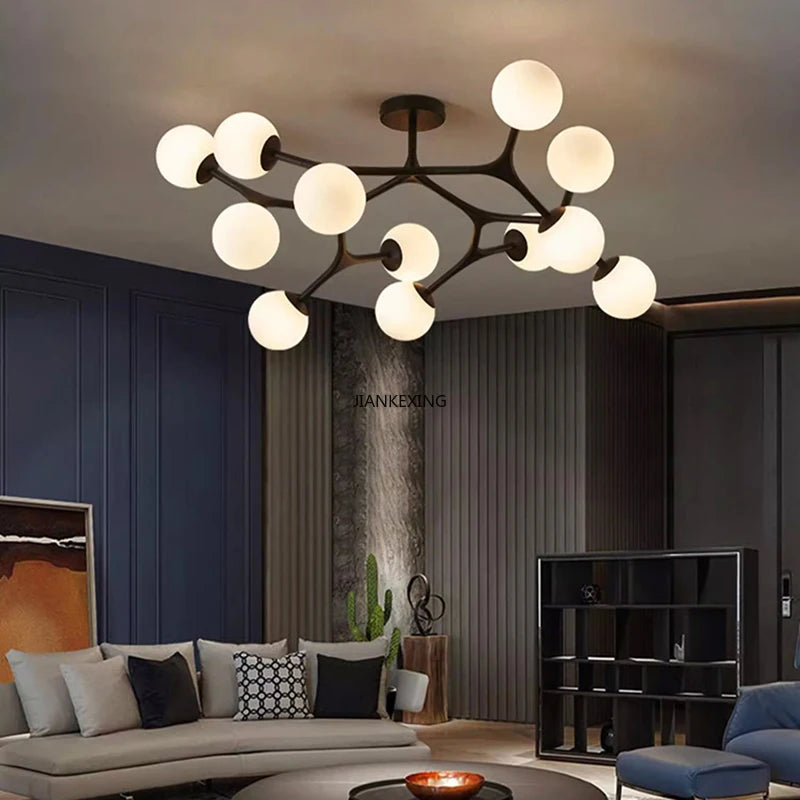 lustre suspension en boule de verre pour décoration maison