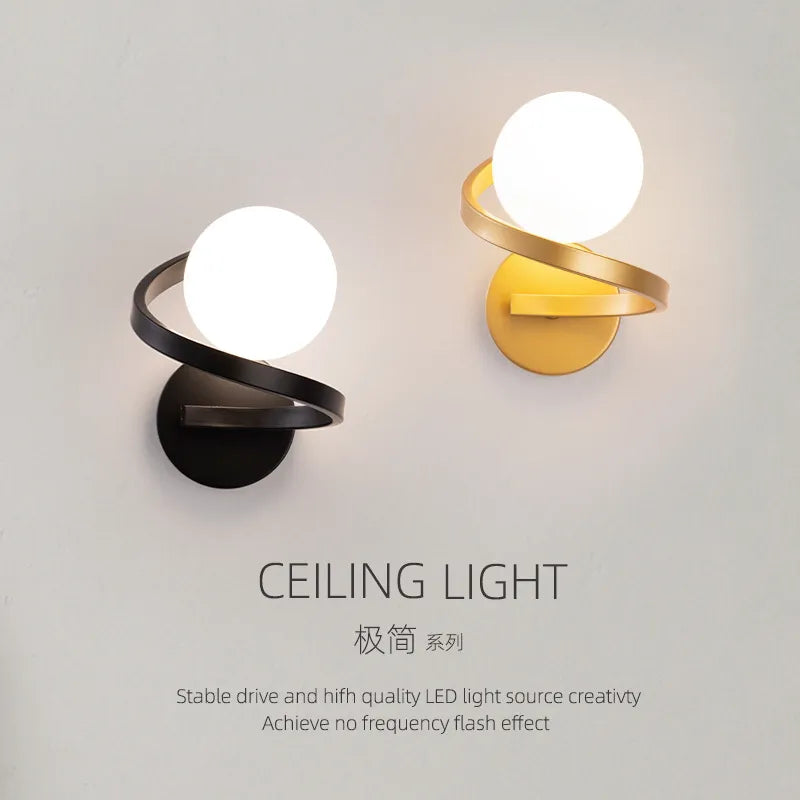 Applique murale led verre moderne intérieur loft miroir façade