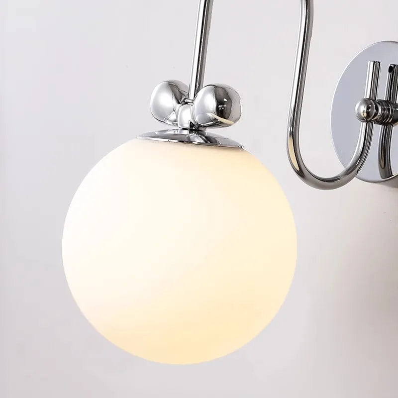 applique murale bauhaus bowknot verre led chrome blanc - vue 6 sur 7
