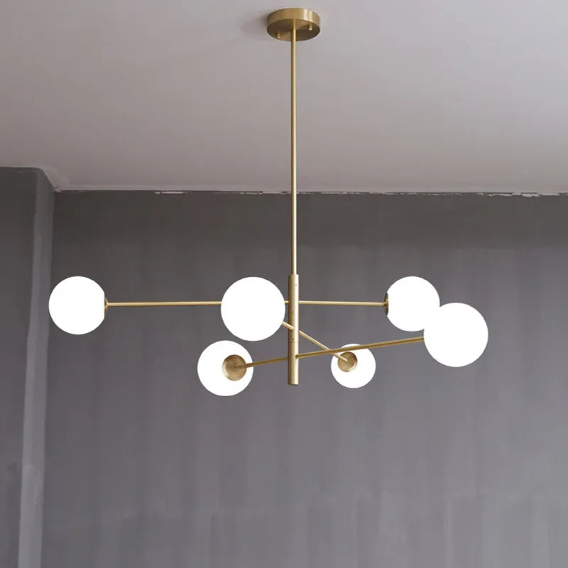 Nordique moderne verre laiton lustre luminaires décor à la maison salon en laiton suspension lumières chambre Restaurant café lampe suspendue