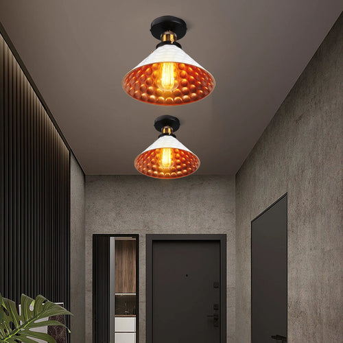 Plafonnier vintage led moderne abat-jour conique en métal