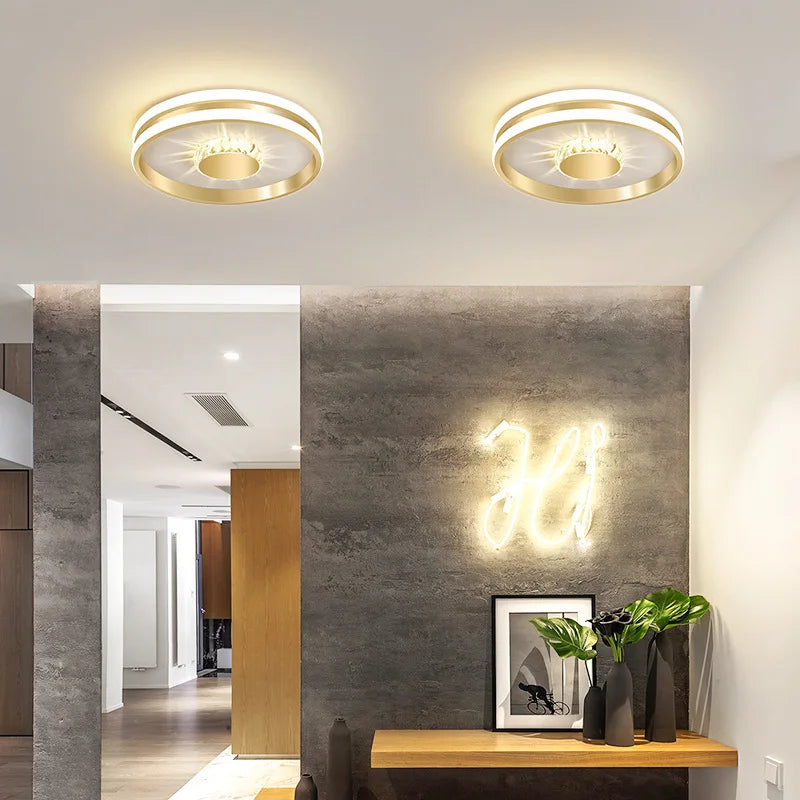 Plafonnier LED nordique pour couloir balcon chambre salle de bain or noir plafonnier luxueux luminaires d'intérieur 2023 - vue 5 sur 9