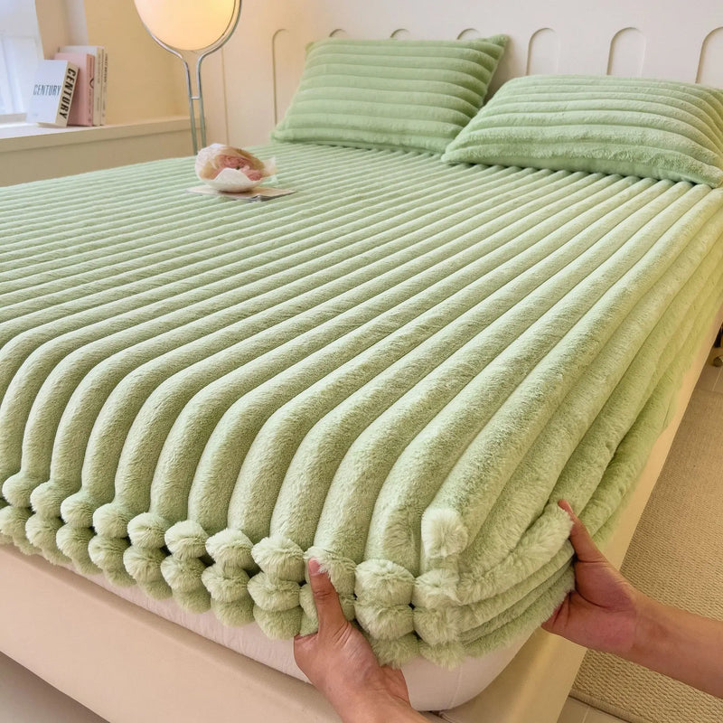 housse de matelas en velours chaud pour hiver doux et épais