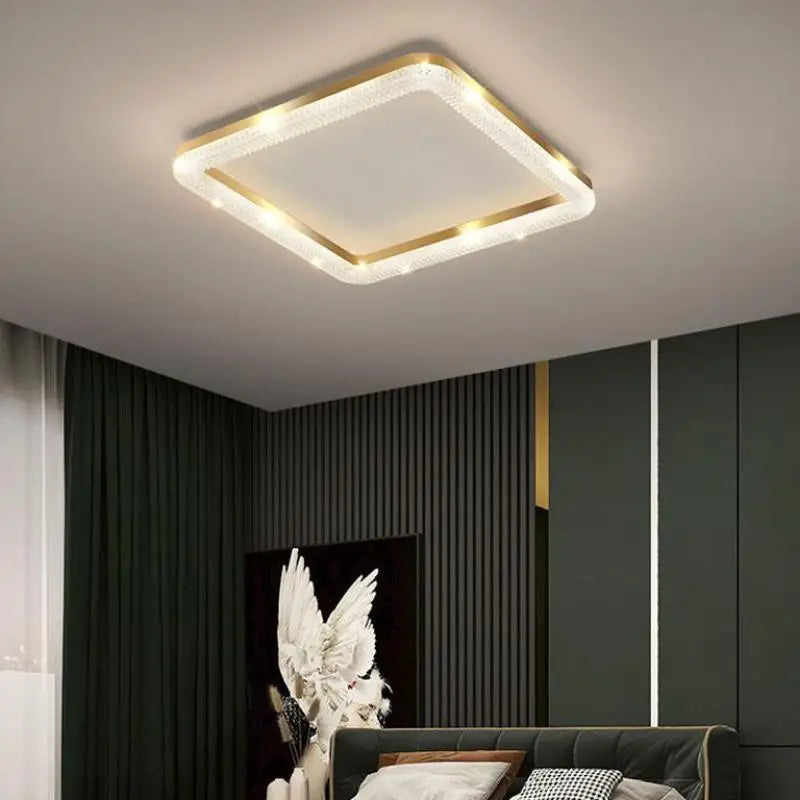 plafonnier de luxe design moderne avec anneau circulaire et rectangulaire led