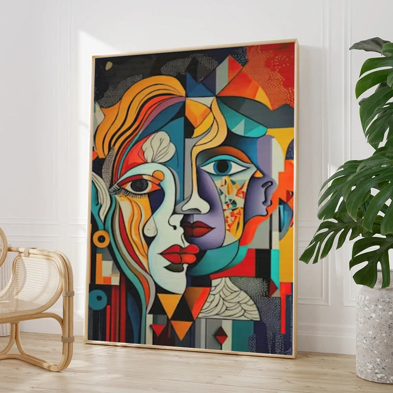 peinture abstraite cubiste de style picasso pour décoration murale