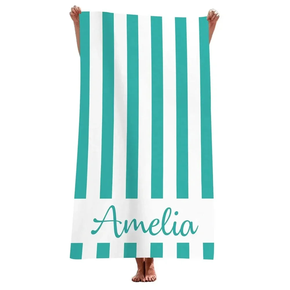 serviette de plage rayée personnalisée microfibre absorbante été - vue 5 sur 5