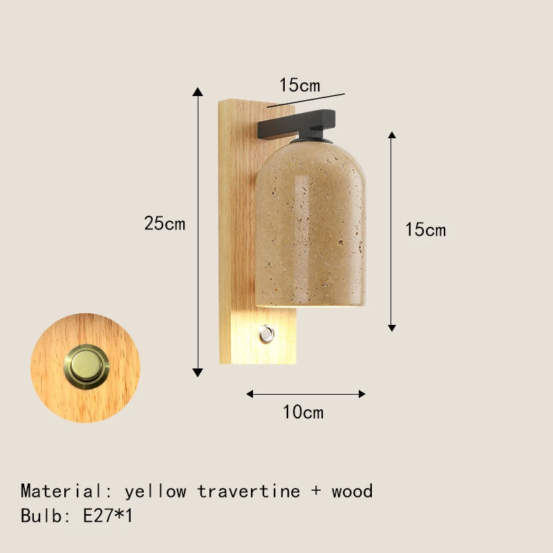applique murale led en pierre naturelle pour hôtel avec interrupteur