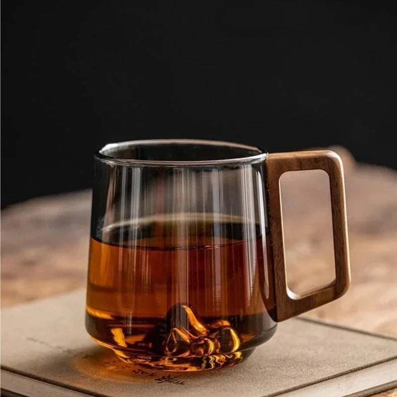 Tasse à thé verre borosilicate poignée bois maison - vue 2 sur 7