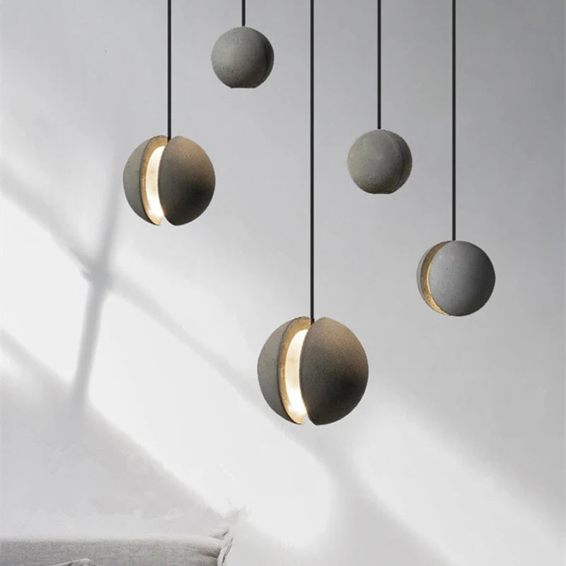 lampe suspension ronde industrielle vintage ciment fil réglable