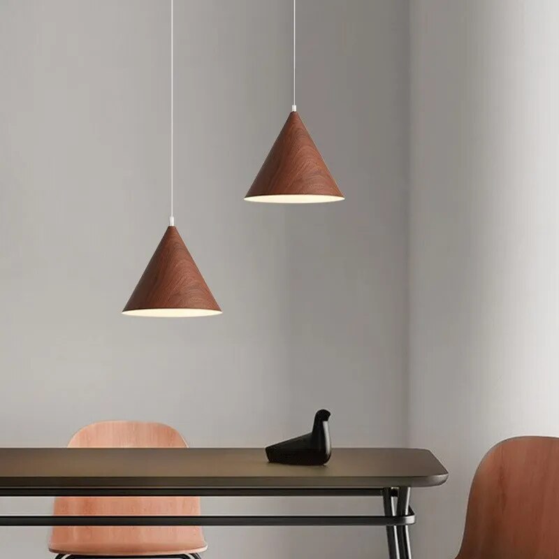 Suspension LED moderne en noyer massif - vue 5 sur 10