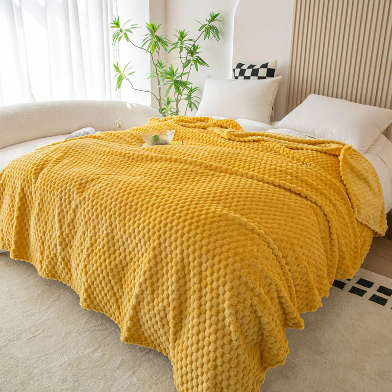 plaid à carreaux doux chaud moelleux salon canapé - vue 5 sur 7