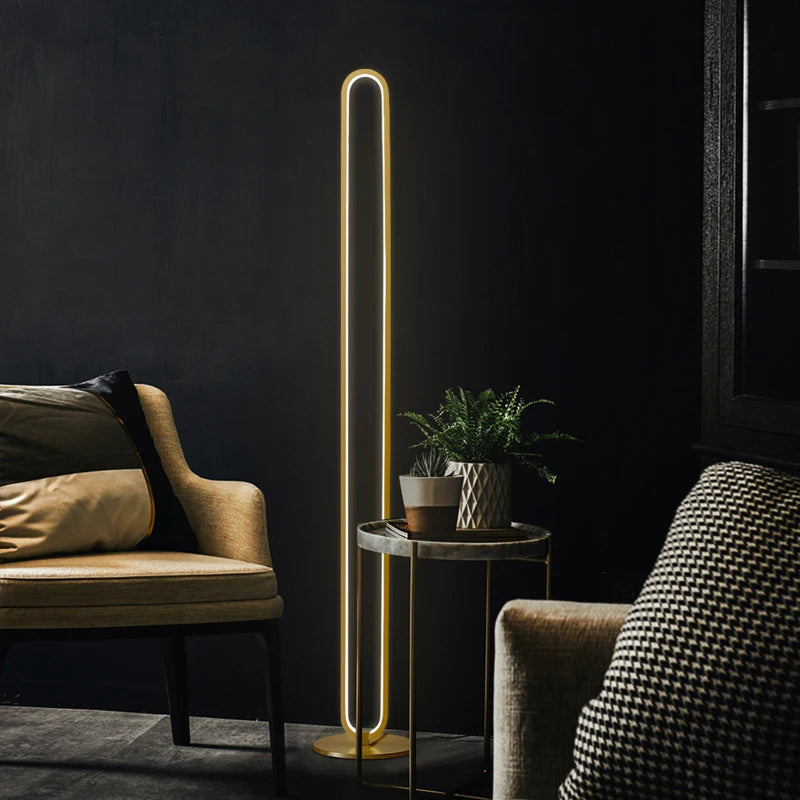 lampadaire led minimaliste en cuivre avec 3 décorations modifiables nordiques
