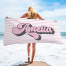 serviette de plage personnalisée rayures rétro style hippie