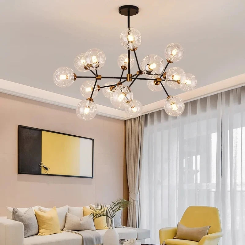 lustre suspendu design en verre pour décoration intérieure