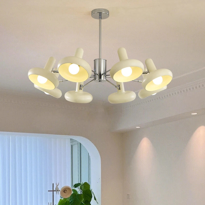 lustre led bauhaus blanc métal salon suspendu - vue 4 sur 11