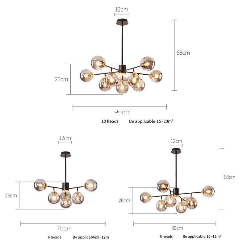 lustre en verre nordique suspension moderne pour décoration intérieure - vue 6 sur 8