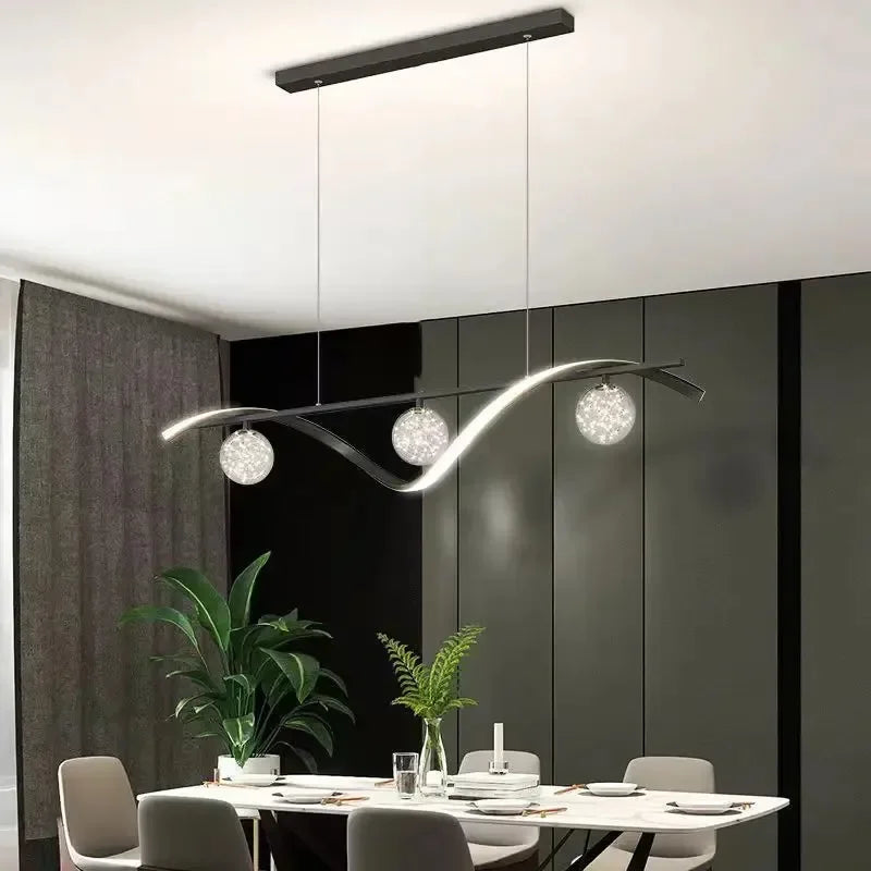lustre led moderne minimaliste en verre pour restaurant
