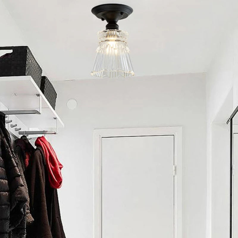 plafonnier rétro américain avec couvercle en verre pour décoration créative